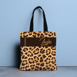 Leopard Print Wild Girly Pattern Personalized Name Tote Bag<br><div class="desc">This modern design features a leopard print pattern with your personalized name. Personalize by editing the text in the text box provided.
#leopard #leopardprint #wild #animal #fashion #fashionable #style #stylish #accessories #handbags #tote #totebags #bags #gift #giftsforher #girly #personalizedgifts #feminine #trendy #chic #name</div>