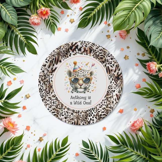 Leopard Print "Wild One" Animal Birthday Party Paper Plates (Leopard Print "Wild One" Animal Birthday Party Paper Plates)