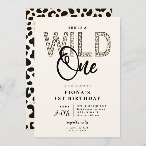 Leopard Print Wild One Birthday  Invitation