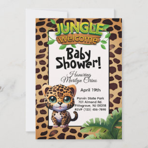 Leopard Print Wildlife Kitty Cat Baby Shower 🐆 Invitation