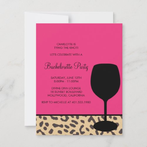 leopard print wine bachelorette invitations