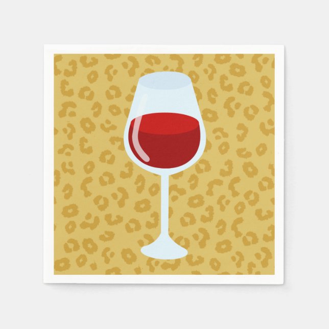 Leopard Print Wine Glass Paper Napkins (Front)