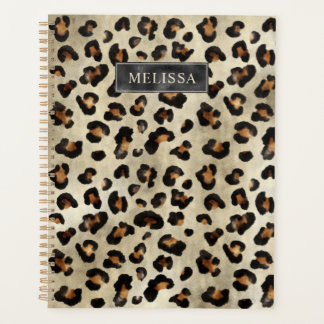 Leopard Print With Black Faux Foil And Name Planner