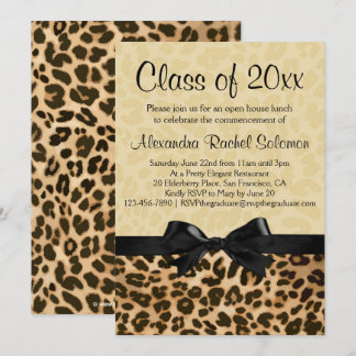 Leopard Print with Bow Graduation/Party Invitation