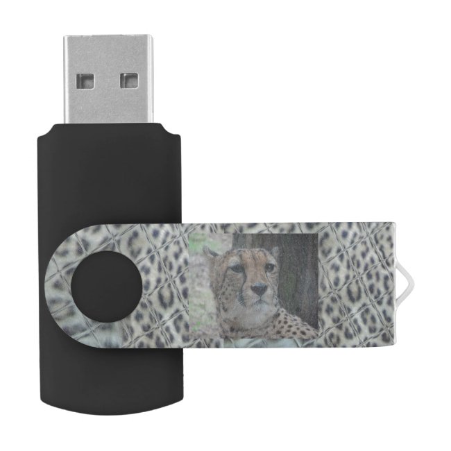 Leopard Print with Cute Leopard Face USB stick