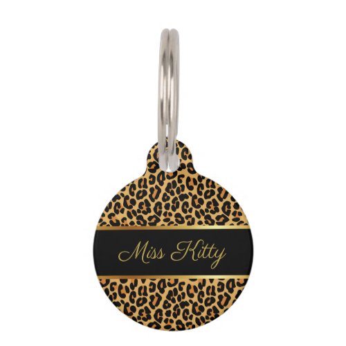 Leopard Print With Gold Luxury Name Tag 