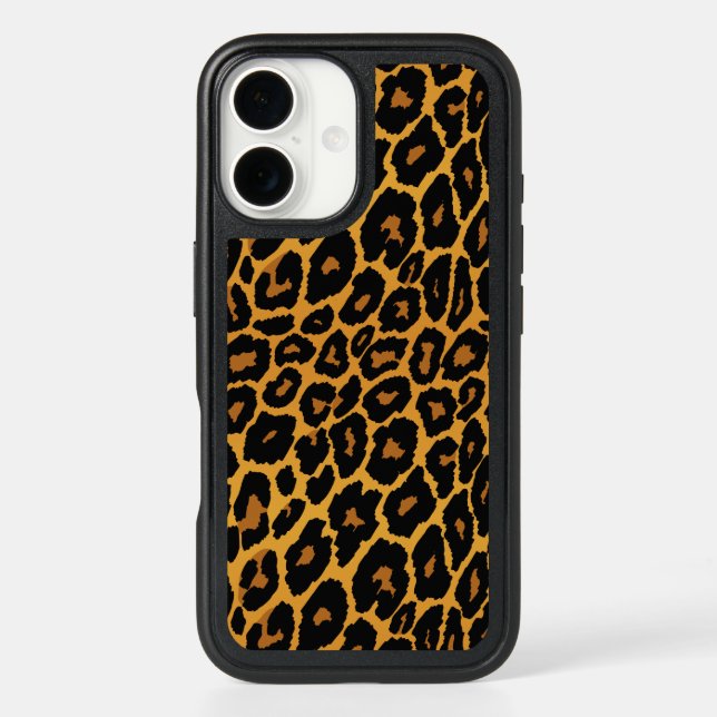 Leopard Print with Gradient Gold Otterbox iPhone Case (Back)
