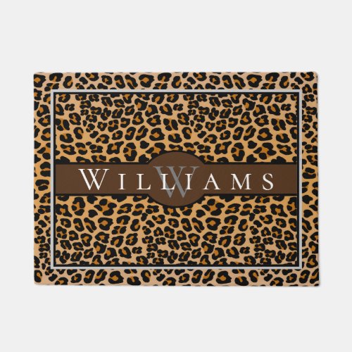 Leopard print with name and monogram doormat