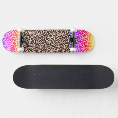 Leopard print with Pink and orange for kids Skateboard