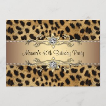 Leopard Print Womans 40th Birthday Party Invitation by decembermorning at Zazzle