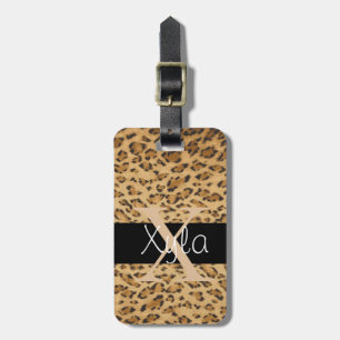 Leopard Print X monogram initials Luggage Tag