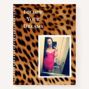 Leopard Print Your Photo Personalized Quote Notebook
