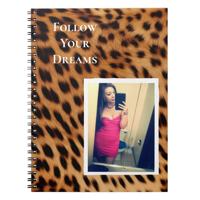 Leopard Print Your Photo Personalized Quote Notebook (Front)