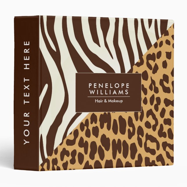 Leopard Print Zebra Print 3 Ring Binder (Front/Spine)