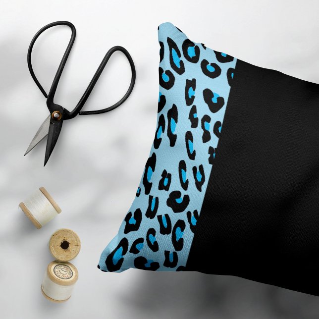 Leopard Print, Zebra Print, Animal Print, Blue Accent Pillow (Creator Uploaded)