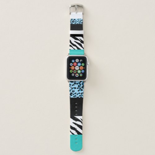 Leopard Print Zebra Print Animal Print Blue Apple Watch Band