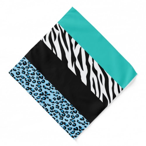 Leopard Print Zebra Print Animal Print Blue Bandana