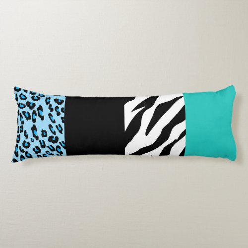 Leopard Print Zebra Print Animal Print Blue Body Pillow