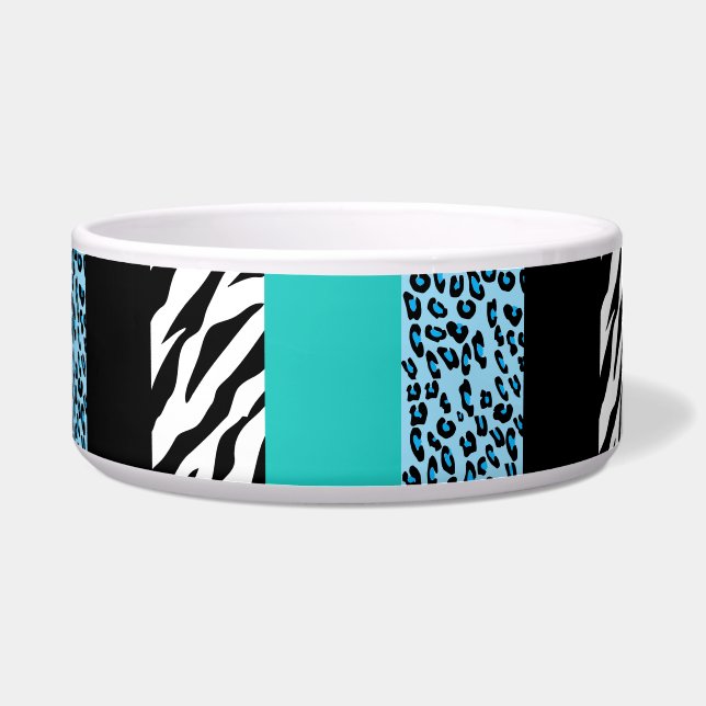 Leopard Print, Zebra Print, Animal Print, Blue Bowl (Front)