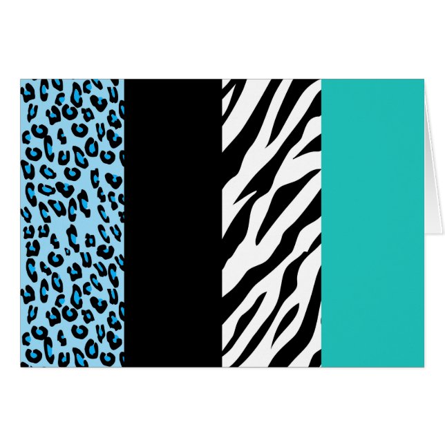 Leopard Print, Zebra Print, Animal Print, Blue Cards (Front Horizontal)
