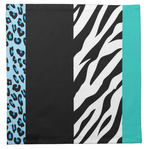 Leopard Print Zebra Print Animal Print Blue Cloth Napkin
