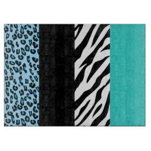 Leopard Print, Zebra Print, Animal Print, Blue Cutting Board