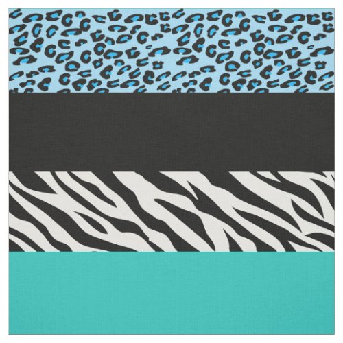 Leopard Print Zebra Print Animal Print Blue Fabric