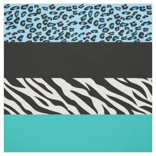 Leopard Print, Zebra Print, Animal Print, Blue Fabric