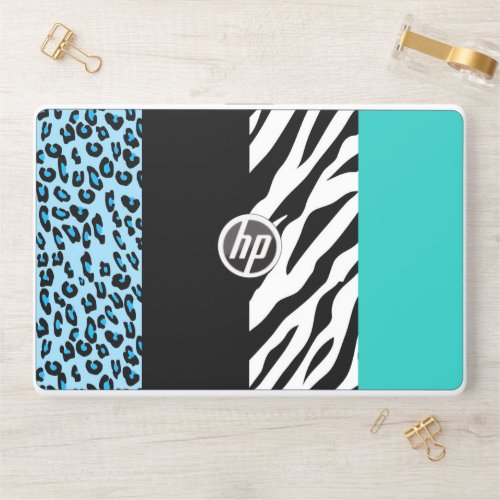 Leopard Print Zebra Print Animal Print Blue HP Laptop Skin