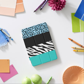 Leopard Print, Zebra Print, Animal Print, Blue iPad Mini Cover