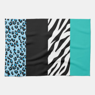 Leopard Print, Zebra Print, Animal Print, Blue Kitchen Towel