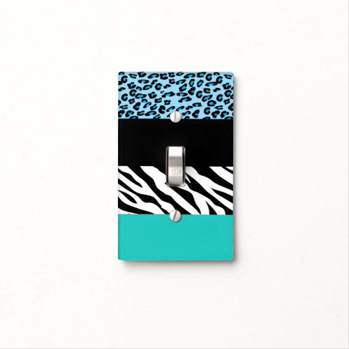 Leopard Print Zebra Print Animal Print Blue Light Switch Cover