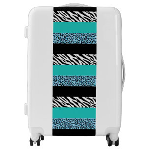 Leopard Print, Zebra Print, Animal Print, Blue Luggage