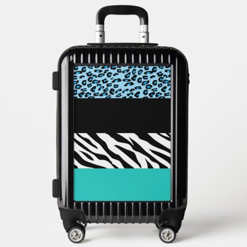 Leopard Print Zebra Print Animal Print Blue Luggage