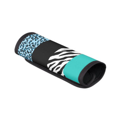 Leopard Print Zebra Print Animal Print Blue Luggage Handle Wrap