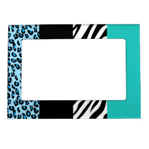 Leopard Print, Zebra Print, Animal Print, Blue Magnetic Frame