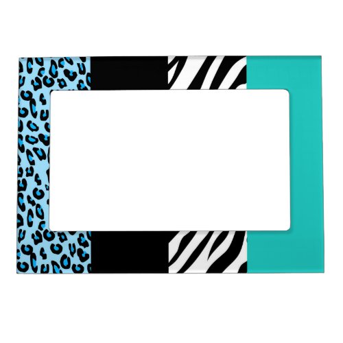 Leopard Print Zebra Print Animal Print Blue Magnetic Frame