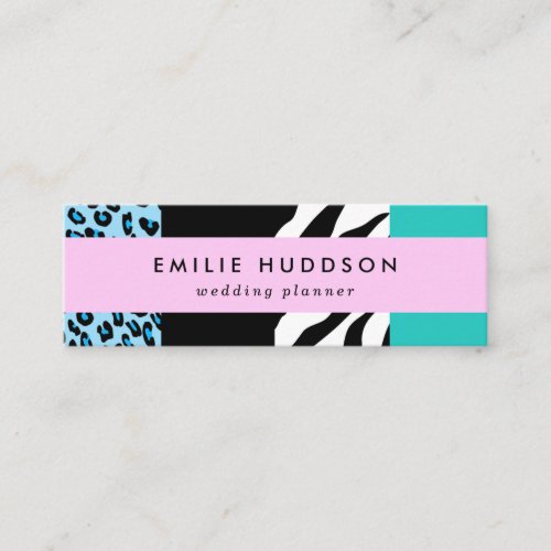 Leopard Print Zebra Print Animal Print Blue Mini Business Card