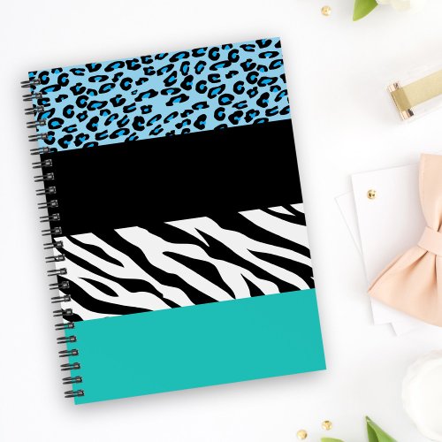 Leopard Print Zebra Print Animal Print Blue Notebook