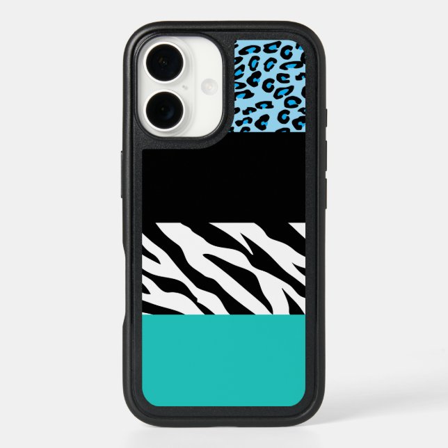 Leopard Print, Zebra Print, Animal Print, Blue Otterbox iPhone Case (Back)
