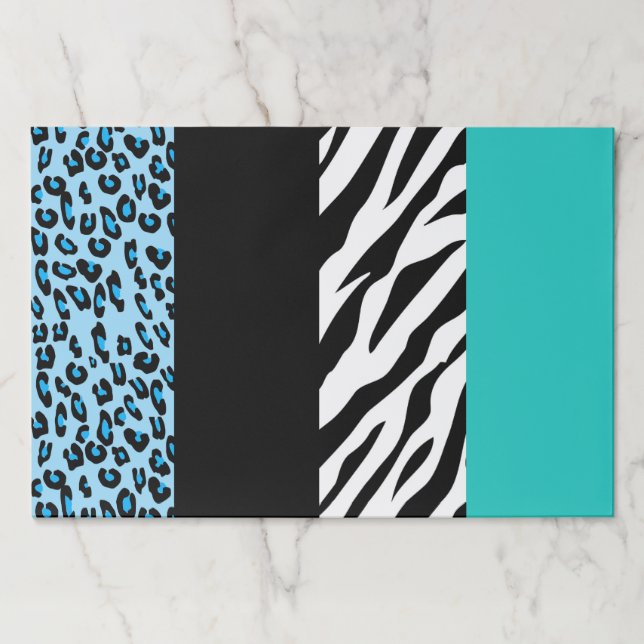 Leopard Print, Zebra Print, Animal Print, Blue Paper Pad (Front)