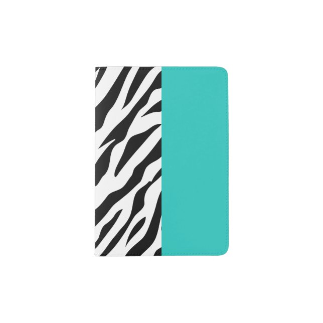 Leopard Print, Zebra Print, Animal Print, Blue Passport Holder (Front)