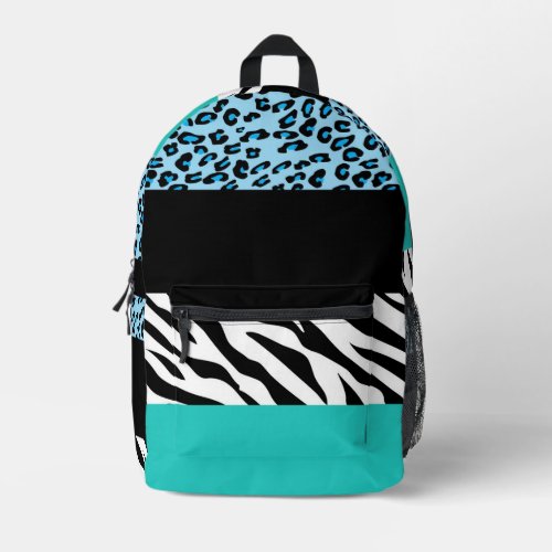 Leopard Print Zebra Print Animal Print Blue Printed Backpack