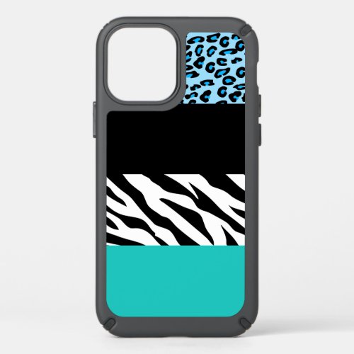 Leopard Print Zebra Print Animal Print Blue Speck iPhone 12 Case