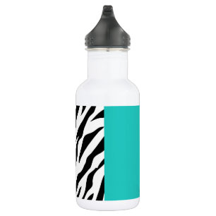 Leopard Print, Zebra Print, Animal Print, Blue Stainless Steel Water Bottle