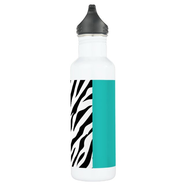 Leopard Print, Zebra Print, Animal Print, Blue Stainless Steel Water Bottle (Right)