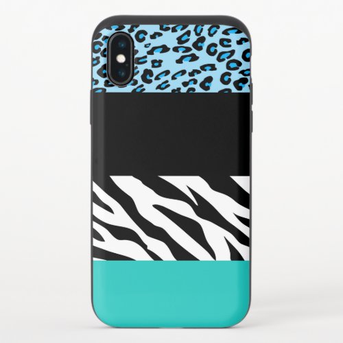 Leopard Print Zebra Print Animal Print Blue iPhone X Slider Case