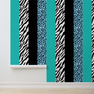 Leopard Print, Zebra Print, Animal Print, Blue Wallpaper