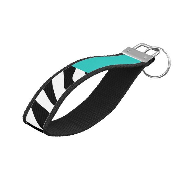 Leopard Print, Zebra Print, Animal Print, Blue Wrist Keychain (Angled Up)