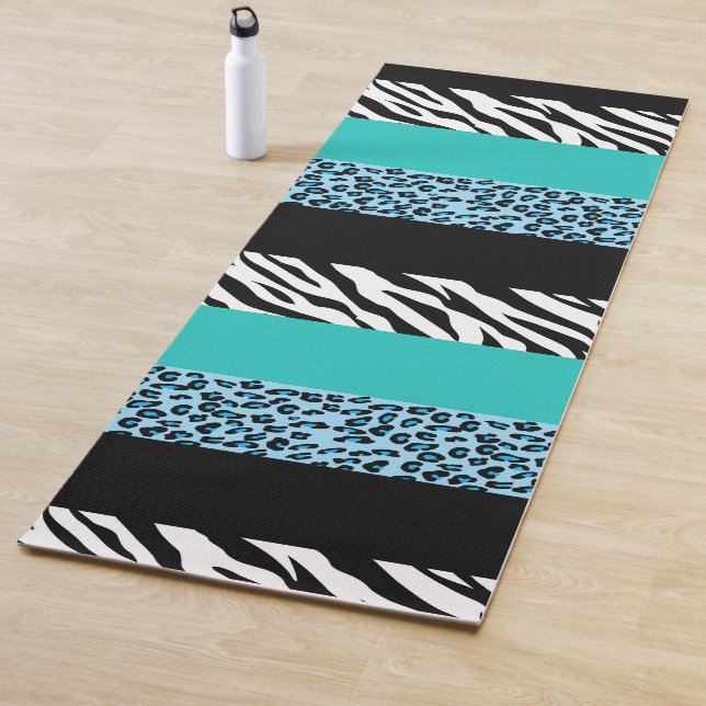 Leopard Print, Zebra Print, Animal Print, Blue Yoga Mat (In Situ)